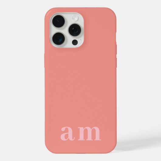 Monogram 2 Initialen Roze Minimalistisch iPhone Hoesje (Achterkant)