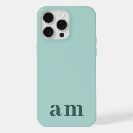 Monogram 2 Initialen Teal & Zee Groen Minimalistis iPhone Hoesje (Achterkant)