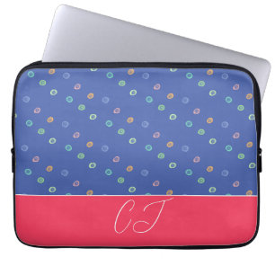 Monogram 2 Initialen Trendy Blue Pattern Laptop Sleeve