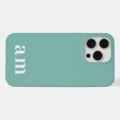 Monogram 2 Initialen Turquoise Minimalistisch iPhone Hoesje (Achterkant horizontaal)