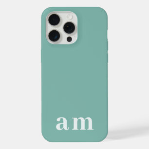 Monogram 2 Initialen Turquoise Minimalistisch iPhone 15 Pro Max Case