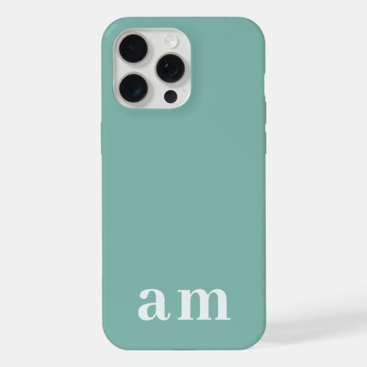 Monogram 2 Initialen Turquoise Minimalistisch iPhone Hoesje (Achterkant)
