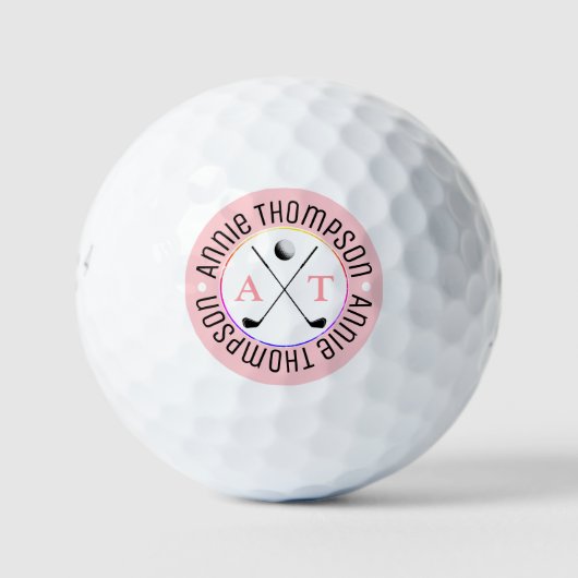 Monogram 2-initialen vrouwelijk roze golfballen (Voorkant)