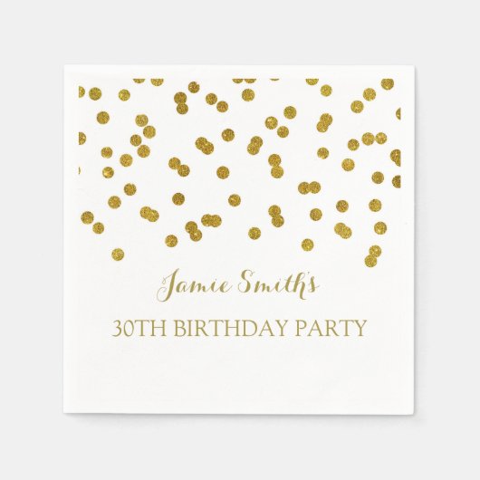 Monogram 30e Verjaardag Napkin Gold confetti Servet (Voorkant)
