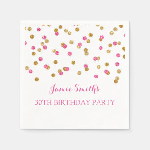 Monogram 30e verjaardag Napkin Pink Gold confetti Servetten