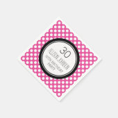 Monogram 30e Verjaardag Servet Roze Stippen (Hoek)