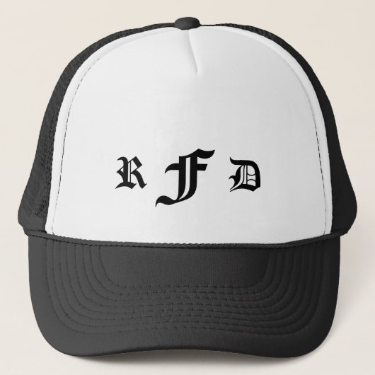 Monogram 3 Beginletters Gotische Blackletter Typog Trucker Pet (Voorkant)