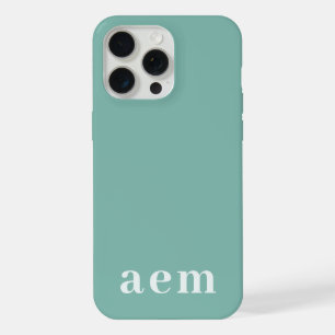 Monogram 3 Beginletters Turkoois Minimalistisch iPhone 15 Pro Max Case