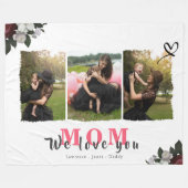 Monogram 3 Foto Collage Moederfamilie of bruiloft Fleece Deken (Voorkant (Horizontaal))
