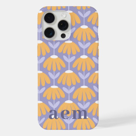 Monogram 3 Initialen Heather Vintage Bloemen iPhone Hoesje (Achterkant)
