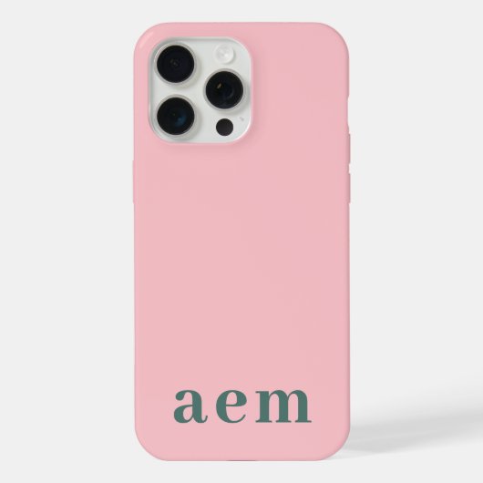Monogram 3 Initialen Roze & Groen Minimalistisch iPhone Hoesje (Achterkant)