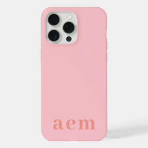Monogram 3 Initialen Roze Minimalistisch iPhone 15 Pro Max Case