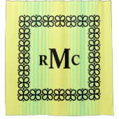 Monogram 3 letter initiaal retro douchegordijn (Voorkant)
