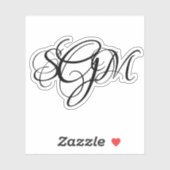 Monogram 3-letterige Initialen Custom Decals 1-up Sticker (Vel)