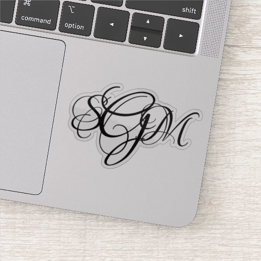 Monogram 3-letterige Initialen Custom Decals 1-up Sticker (Detail)