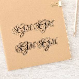 Monogram 3-letterige Initialen Custom Decals 4-up Sticker