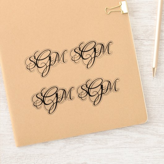 Monogram 3-letterige Initialen Custom Decals 4-up Sticker (Notitieboek)