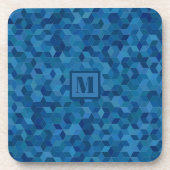 Monogram 3D Blue Cube Patroon Bier Onderzetter (Voorkant)