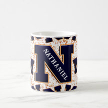 Monogram 3D Naam Navy Blue Oranje Yellow Cute Fun