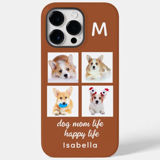 Monogram 4 Foto Collage | Hond Moeder Leven Gelukk Case-Mate iPhone Case (Achterkant)
