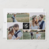 Monogram 4 Foto Weddenschap Bedankkaart (Voorkant)
