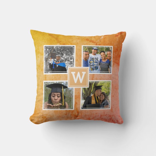 Monogram 4 Fotosjabloon Modern geel Kussen (Voorkant)