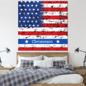 Monogram 4 juli Amerikaanse vlag Patriottische naa Canvas Afdruk (Insitu (Slaapkamer))