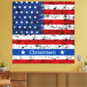 Monogram 4 juli Amerikaanse vlag Patriottische naa Canvas Afdruk (Insitu (Woonkamer))