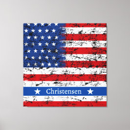 Monogram 4 juli Amerikaanse vlag Patriottische naa Canvas Afdruk