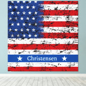 Monogram 4 juli Amerikaanse vlag Patriottische naa Canvas Afdruk (Insitu (Houten vloer))