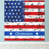 Monogram 4 juli Amerikaanse vlag Patriottische naa Canvas Afdruk (Insitu (Houten vloer))