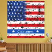 Monogram 4 juli Amerikaanse vlag Patriottische naa Canvas Afdruk (Insitu (Woonkamer))