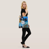 Monogram 4 Photo Script Name Custom Color Tote Bag (Op model)