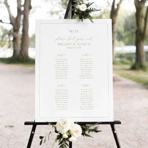 Monogram 4 Tafels Zitplaatsenkaart Rand Poster