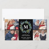 Monogram 4 van de Kroon van de waterverf de Feestdagenkaart (Voorkant / Achterkant)
