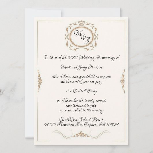 Monogram 50-jarig jubileumfeest kaart (Voorkant)
