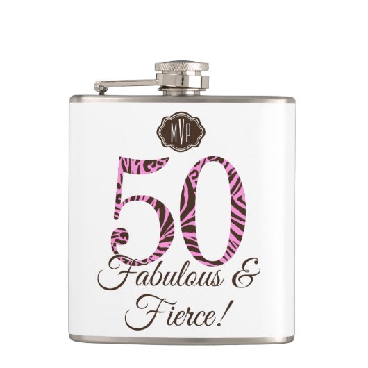 Monogram 50e verjaardag van de ziekte van Fabulous Heupfles (Voorkant)