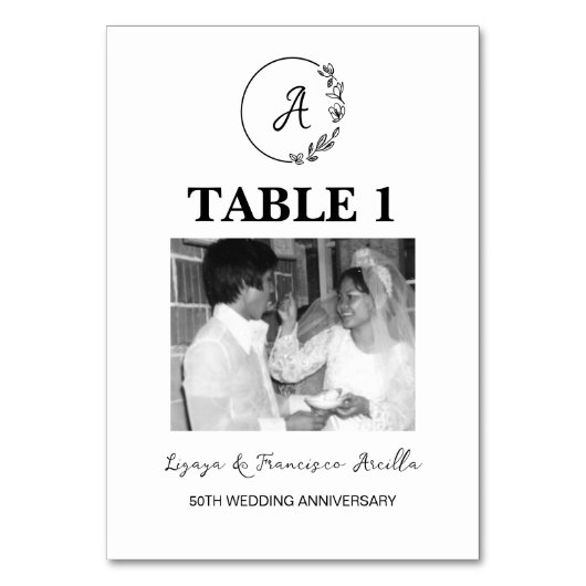 Monogram 50ste huwelijksjubileum aangepaste foto kaart (Voorkant)
