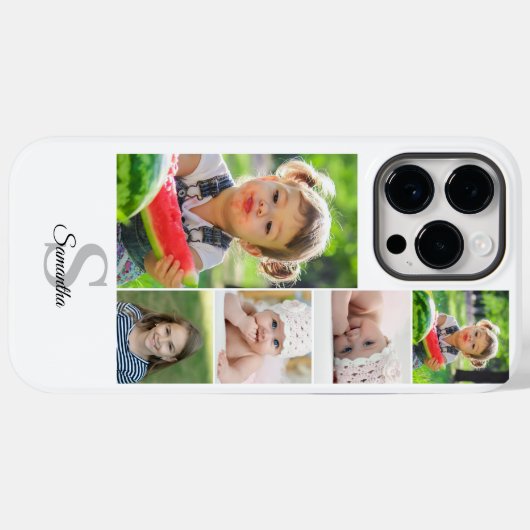 Monogram 5 Foto Collage Naam iPhone / iPad case (Achterkant (horizontaal))