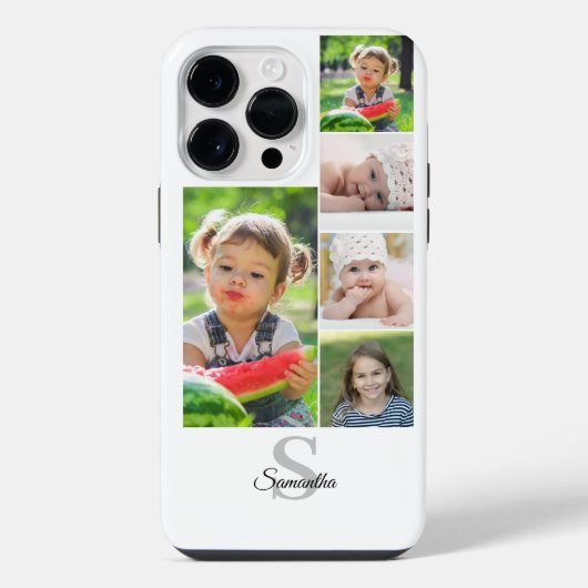 Monogram 5 Foto Collage Naam iPhone / iPad case Hoesje (Achterkant)