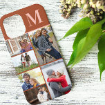 Monogram 5 fotocollage verbrand Sinaasappel Case-Mate iPhone Case<br><div class="desc">Monogram fotocollage iPhone hoesje dat u kunt personaliseren met 5 van uw favoriete foto's en uw initiaal. Het ontwerp heeft een gebrand oranje terracotta perzikkleurenpalet met een gedurfde typografie voor uw initiaal. Ontworpen voor de iPhone 12 Pro Max, maar past in veel andere modellen. Als u een ander model kiest,...</div>