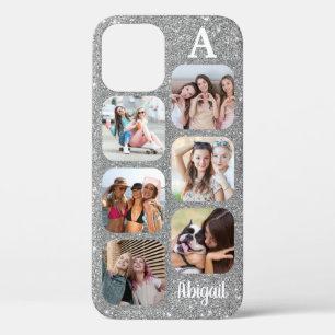 Monogram 6 Afgerond Foto Collage Silver Glitter Case-Mate iPhone Case