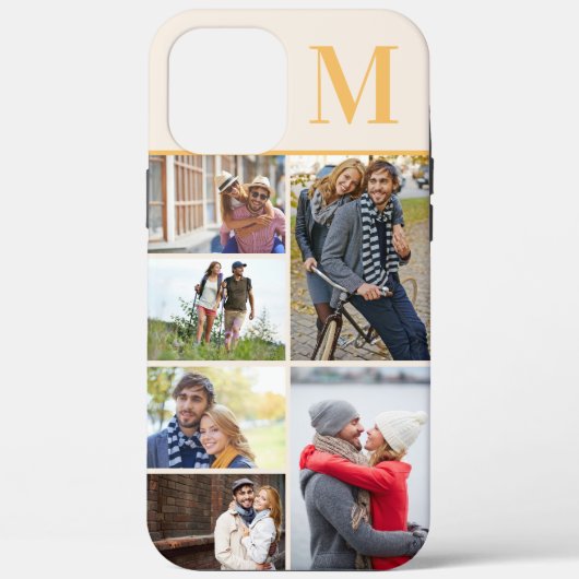 Monogram 6 foto collage crème geel Case-Mate iPhone case (Achterkant)