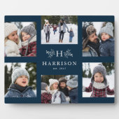 Monogram 6 foto collage familienaam rustige marine fotoplaat (Voorkant)