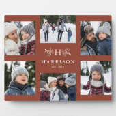 Monogram 6 foto collage familienaam terracotta fotoplaat (Voorkant)