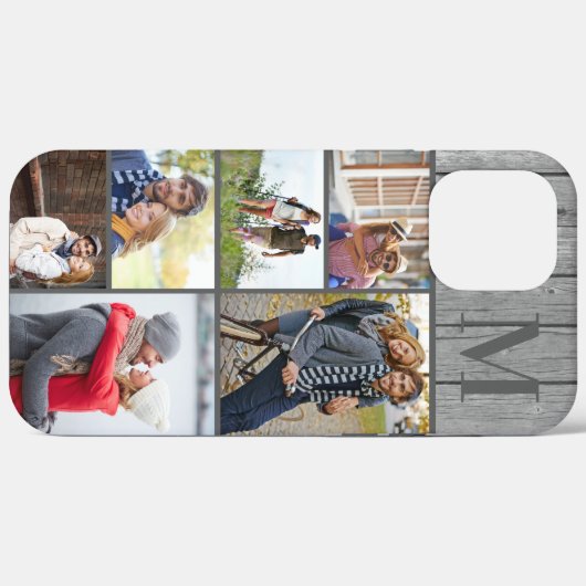 Monogram 6 foto collage grijs hout Case-Mate iPhone case (Achterkant (horizontaal))