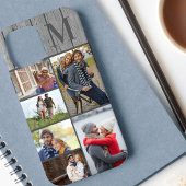 Monogram 6 foto collage grijs hout Case-Mate iPhone case