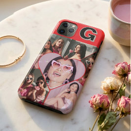 Monogram 6-foto-collage turquoise iPhone-hoesje Case-Mate iPhone Case
