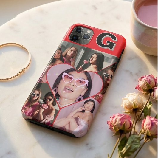 Monogram 6-foto-collage turquoise iPhone-hoesje Case-Mate iPhone Case