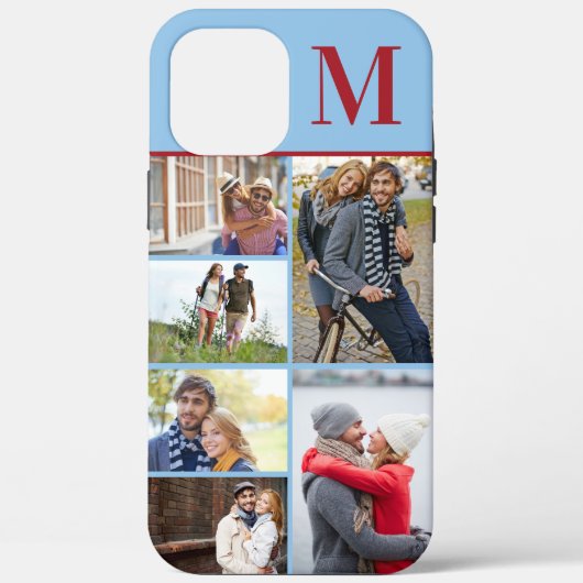 Monogram 6 fotocollage blauw rood Case-Mate iPhone case (Achterkant)